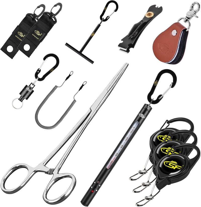 sf. Fly Fishing Tools Kit Includes a Fishing Knot Tool and Line Clipper, Zinger Retractor and Hook Remover Forceps. - Image 1
